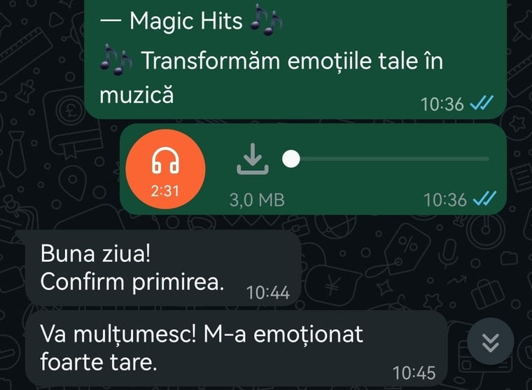 Mesaj primit de la un client pe WhatsApp