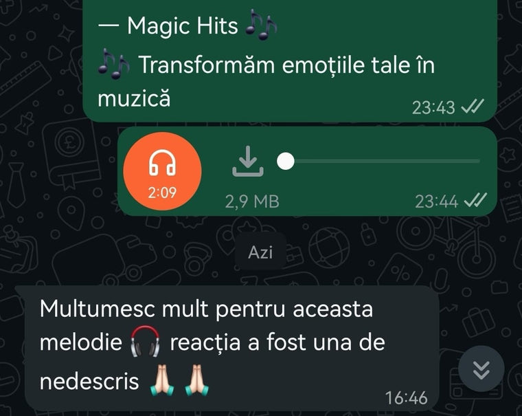 Mesaj primit de la un client pe WhatsApp