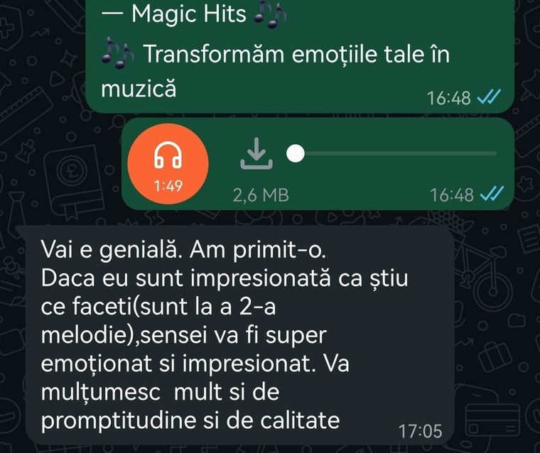 Mesaj primit de la un client pe WhatsApp