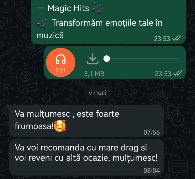Mesaj primit de la un client pe WhatsApp