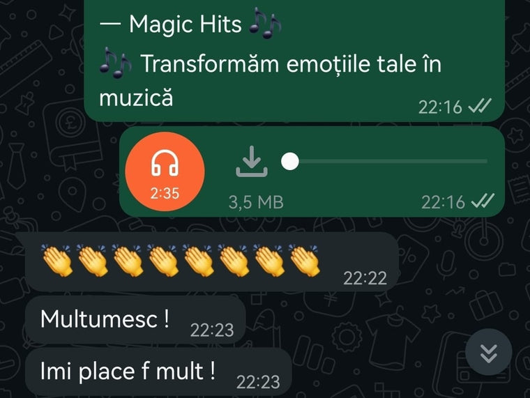 Mesaj primit de la un client pe WhatsApp