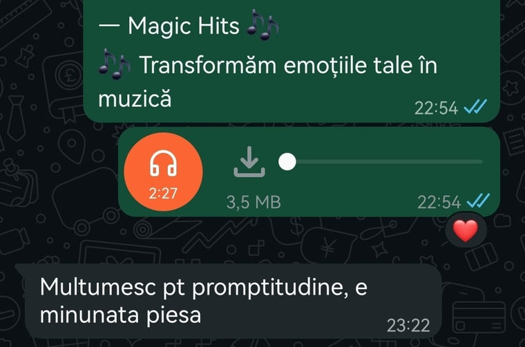 Mesaj primit de la un client pe WhatsApp
