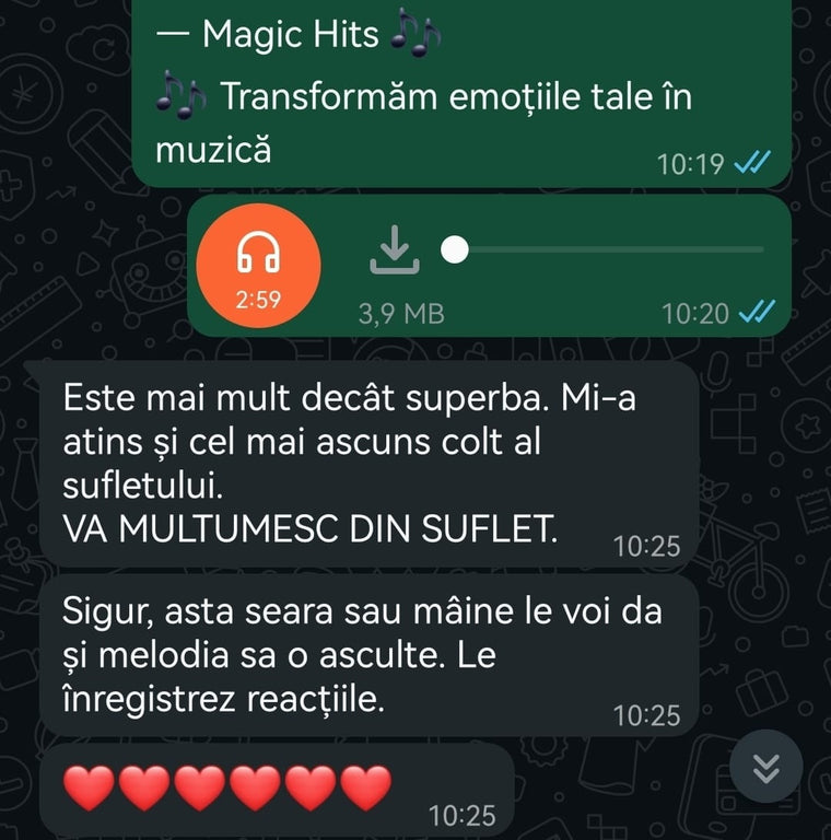 Mesaj primit de la un client pe WhatsApp